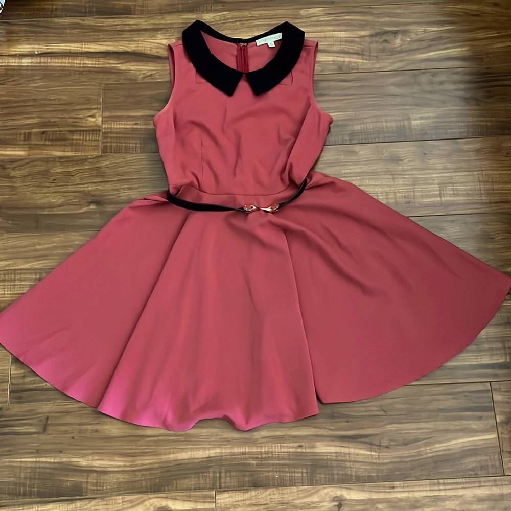 Alythea Slater Dress-Pink with Black Collar